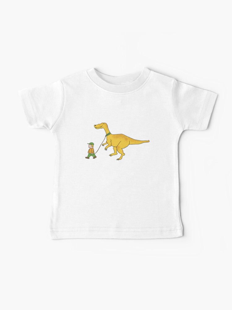 Imagen 1 de 2, Camiseta para bebés con la obra Niño paseando a su dinosaurio, diseñada y vendida por LilyHofmann.