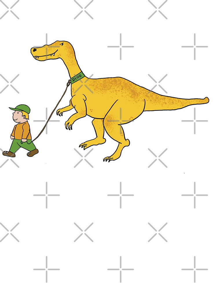 Imagen 2 de 2, Camiseta para bebés con la obra Niño paseando a su dinosaurio, diseñada y vendida por LilyHofmann.