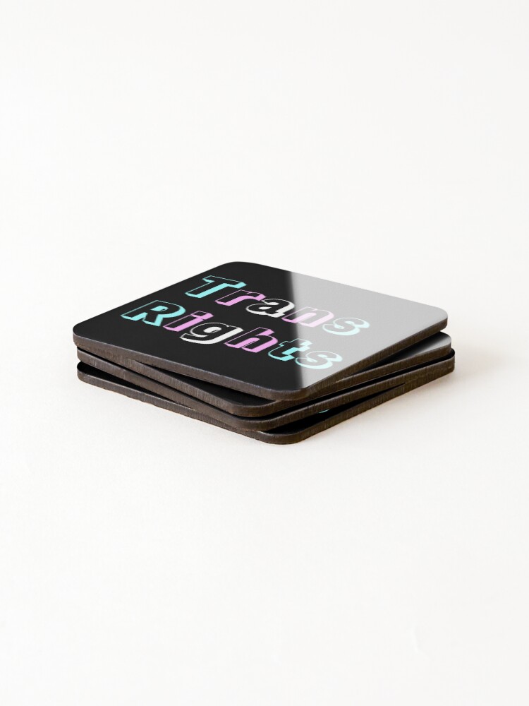 Thumbnail 4 of 5, Coasters (Set of 4), Trans Rights Typographic Design designed and sold by kosmicwaffle.