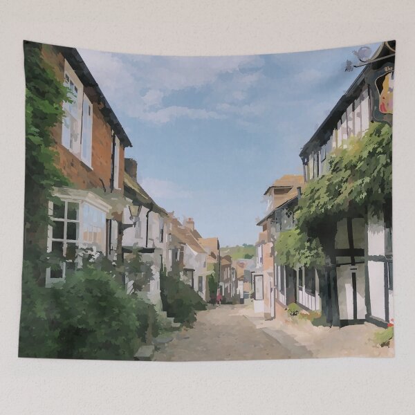 Item preview, English Village Cobblestone Street - Watercolour Style designed and sold by WWWC2288.