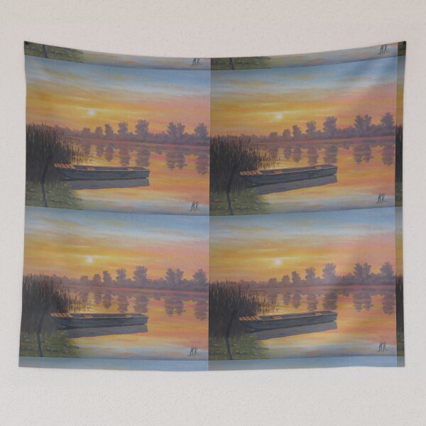 Item preview, Old boat, Old boat in the swamp, sunset painting designed and sold by rrenchim.