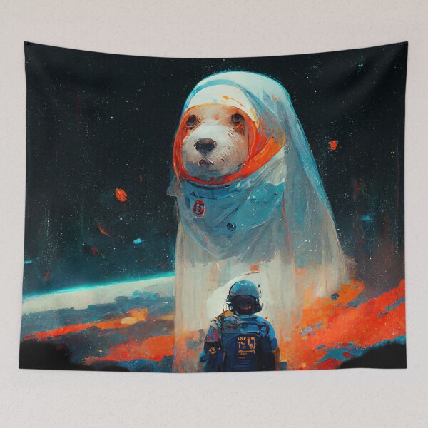 Item preview, Space Borker Astronaut Dog in the Universe designed and sold by MythicPrompts.