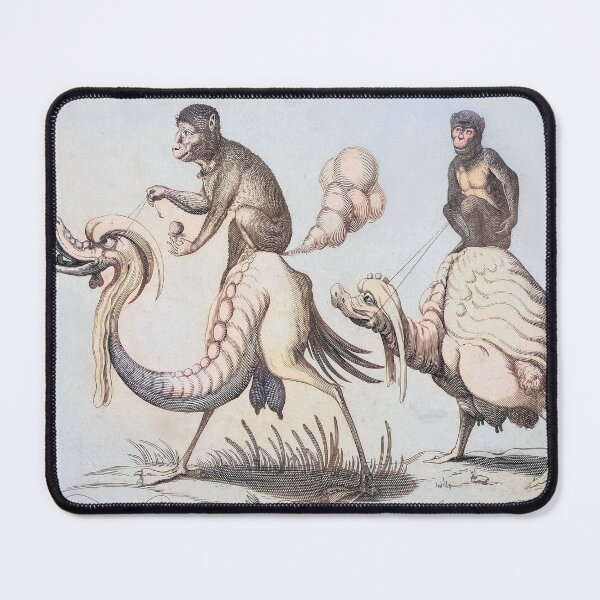 Item preview, 2 Strange Birds Birds ridden by Monkeys Tinted Arten van Bolten Strange Unique designed and sold by darcijj.