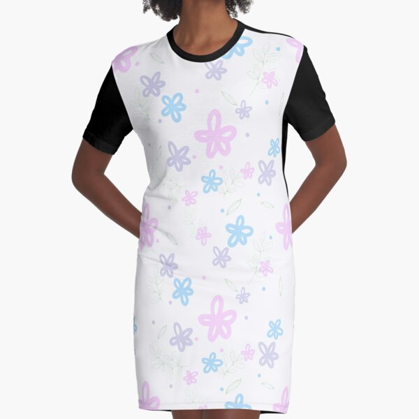 Pastel Flowers Graphic T-Shirt Dress