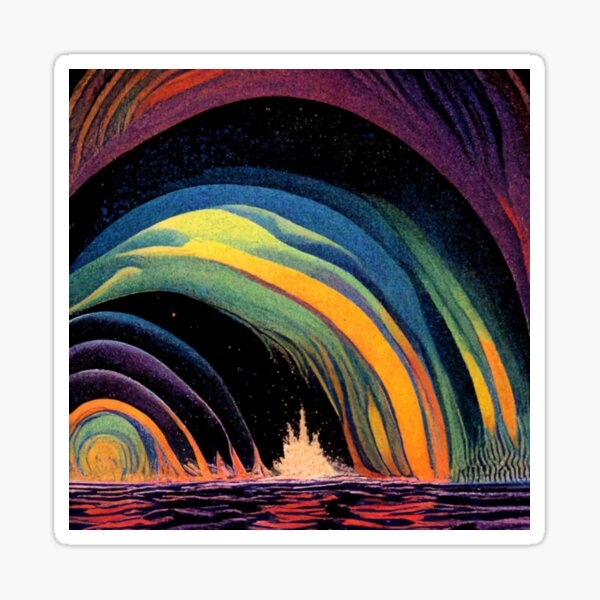 Farbenwellen tauchen ins Meer Sticker