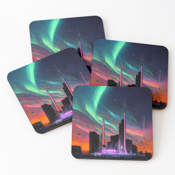 Item preview, Futuristic City Aurora Borealis designed and sold by Vimpace.