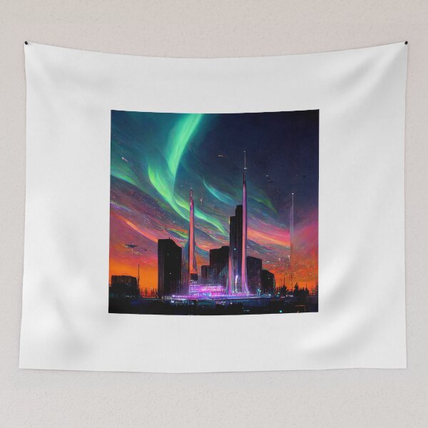 Item preview, Futuristic City Aurora Borealis designed and sold by Vimpace.