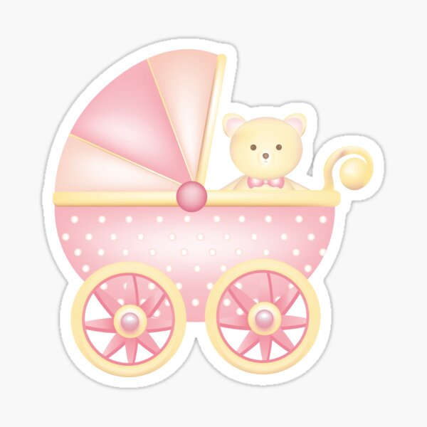 Baby Pink Stroller with Teddy Bear