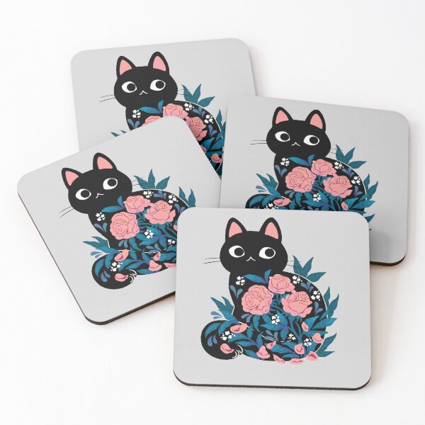 Item preview, Black cat in Prink Roses  designed and sold by michelledraws.