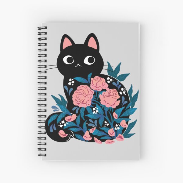 Artikel-Vorschau von Schwarze Katze in Prink Roses, designt und verkauft von michelledraws.