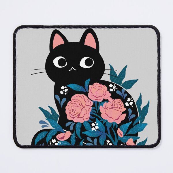 Item preview, Black cat in Prink Roses  designed and sold by michelledraws.