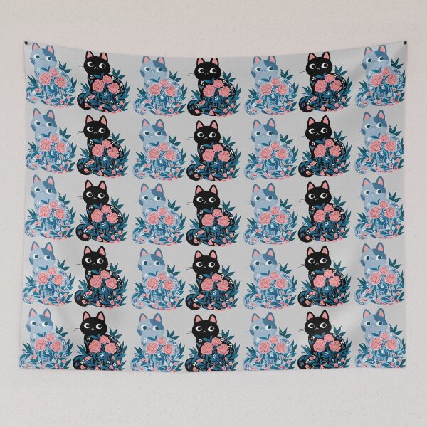 Item preview, Black cat in Prink Roses  designed and sold by michelledraws.