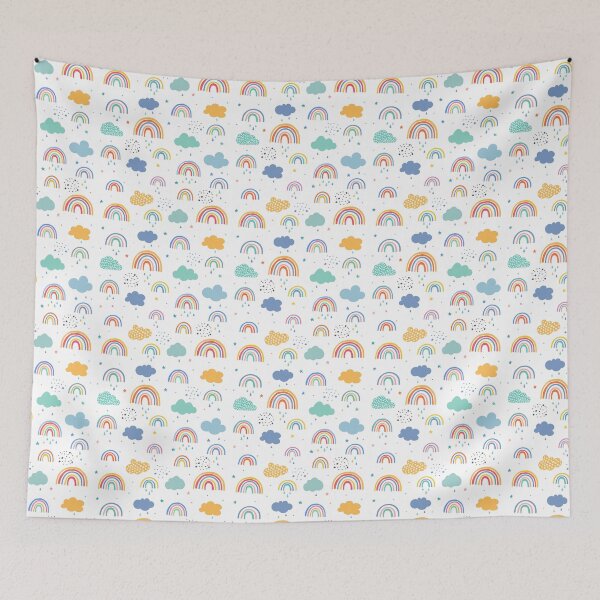 Item preview, Pastel rainbows clouds nursery room kids room decor pop cute designed and sold by StudioAkubi.