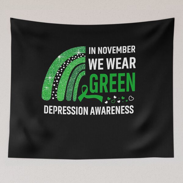 Item preview, Rainbow In November We Wear Green Depression Awareness designed and sold by Mnrshirley.