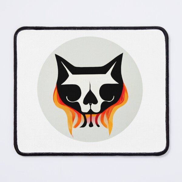Item preview, Skull Cat Flames balck designed and sold by sparkzeno.