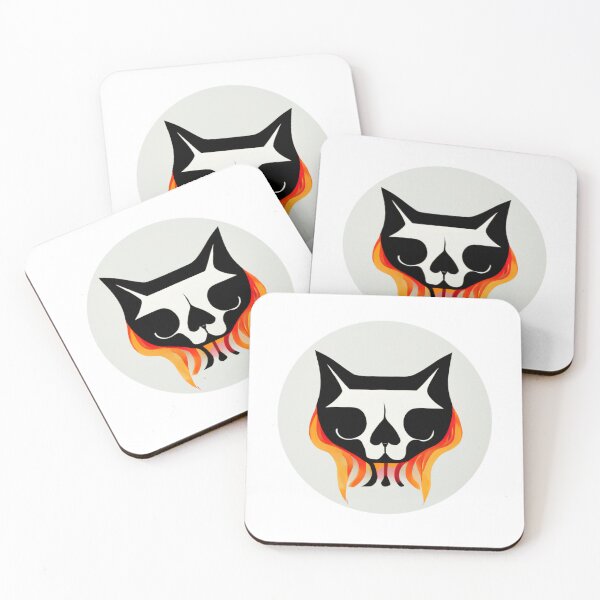 Item preview, Skull Cat Flames balck designed and sold by sparkzeno.