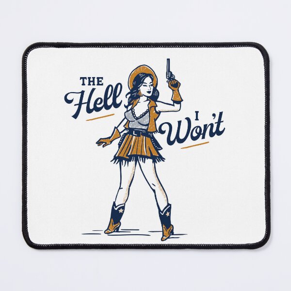 Item preview, Zum Teufel werde ich das nicht tun! Niedlicher und frecher Retro-Western-Outlaw-Cowgirl-Pinup designed and sold by The Whiskey Ginger Design Shop.