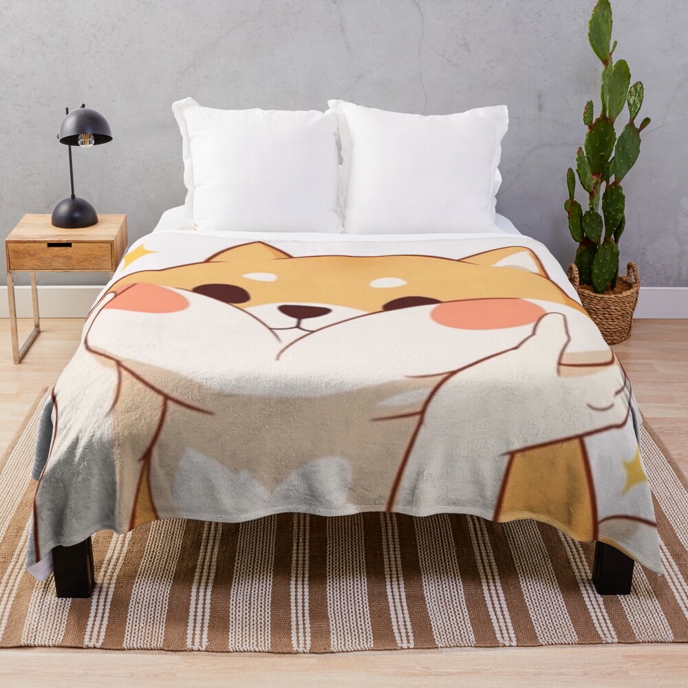 Kawaii Shiba inu Throw Blanket