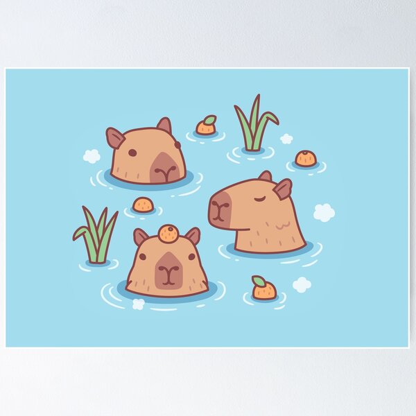 Item preview, Cute Capybaras Chilling in Hot Spring With Oranges designed and sold by rustydoodle.