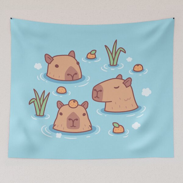 Item preview, Cute Capybaras Chilling in Hot Spring With Oranges designed and sold by rustydoodle.