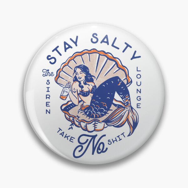 Item preview, The Siren Lounge: Stay Salty & Take No Shit. Cool Vintage Pinup Mermaid Travel Art designed and sold by The Whiskey Ginger Design Shop.