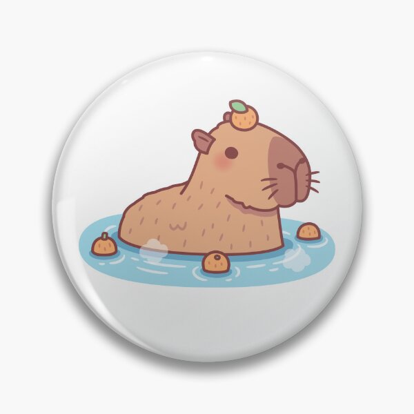 Item preview, Cute Capybara With Orange On Head Chilling In Hot Spring designed and sold by rustydoodle.