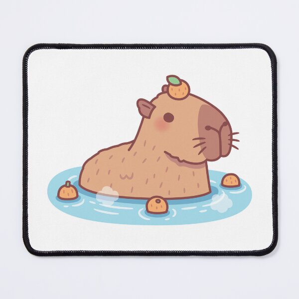 Item preview, Cute Capybara With Orange On Head Chilling In Hot Spring designed and sold by rustydoodle.