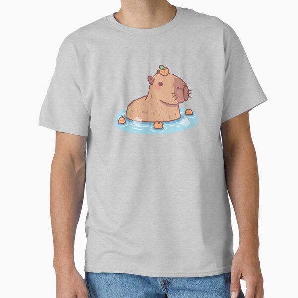 Item preview, Cute Capybara With Orange On Head Chilling In Hot Spring designed and sold by rustydoodle.