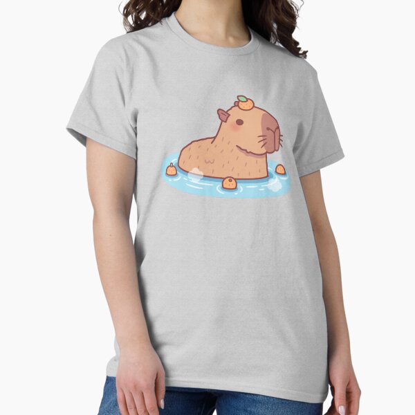 Item preview, Cute Capybara With Orange On Head Chilling In Hot Spring designed and sold by rustydoodle.