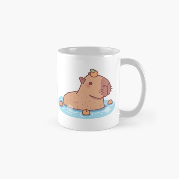 Item preview, Cute Capybara With Orange On Head Chilling In Hot Spring designed and sold by rustydoodle.