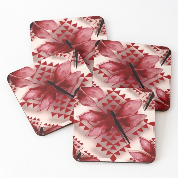 Item preview, Dark Red / Pale Pink / Dragonfly Native Print  designed and sold by JMWCD.