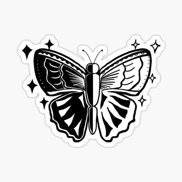 "Black and white butterfly" Sticker for Sale by AkArtStudio Redbubble
