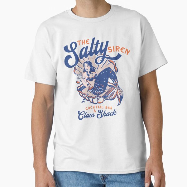 Item preview, The Salty Siren Cocktail Bar & Clam Shack. Cute Retro Mermaid Travel Art designed and sold by The Whiskey Ginger Design Shop.