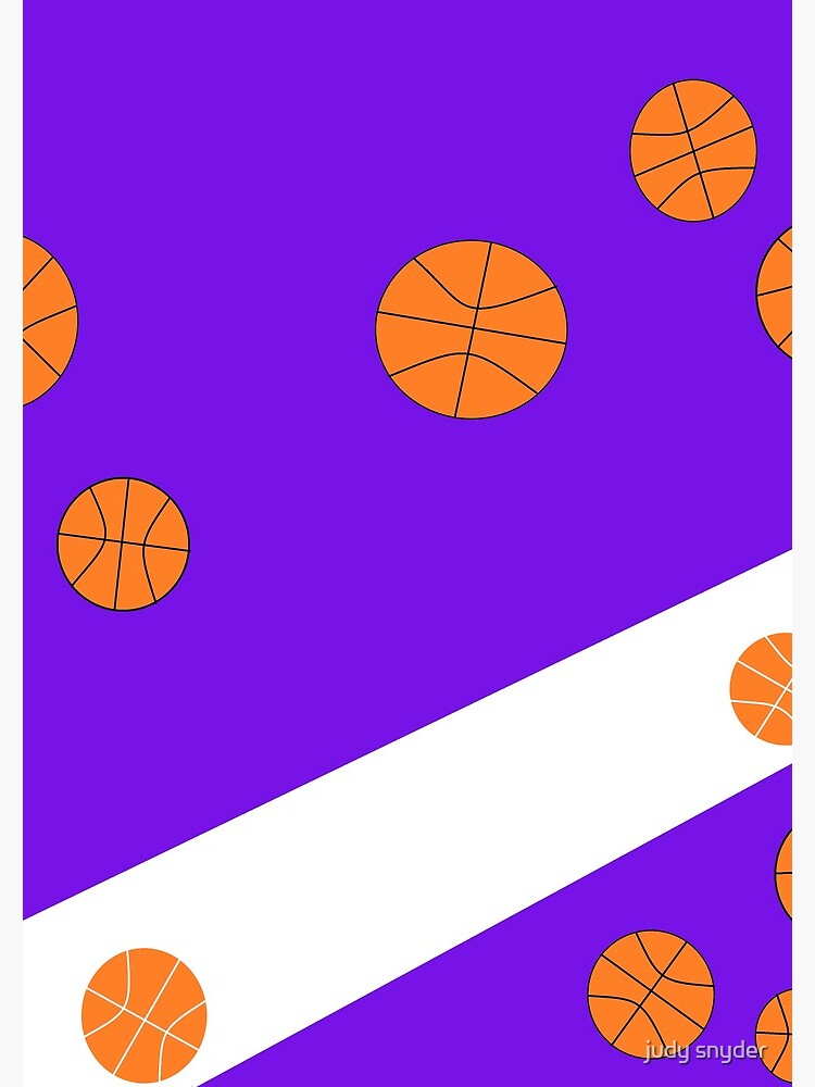 "Basketball with purple and white background" Spiral Notebook by