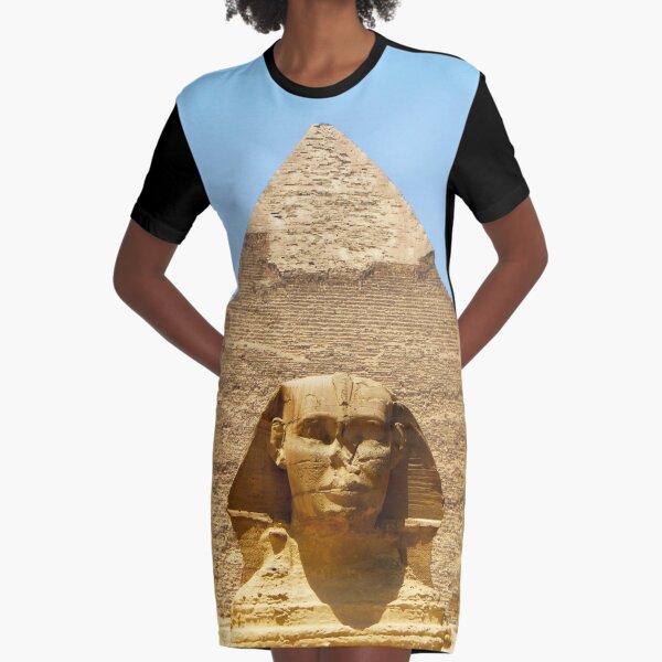 Sphinx and Pyramid Graphic T-Shirt Dress