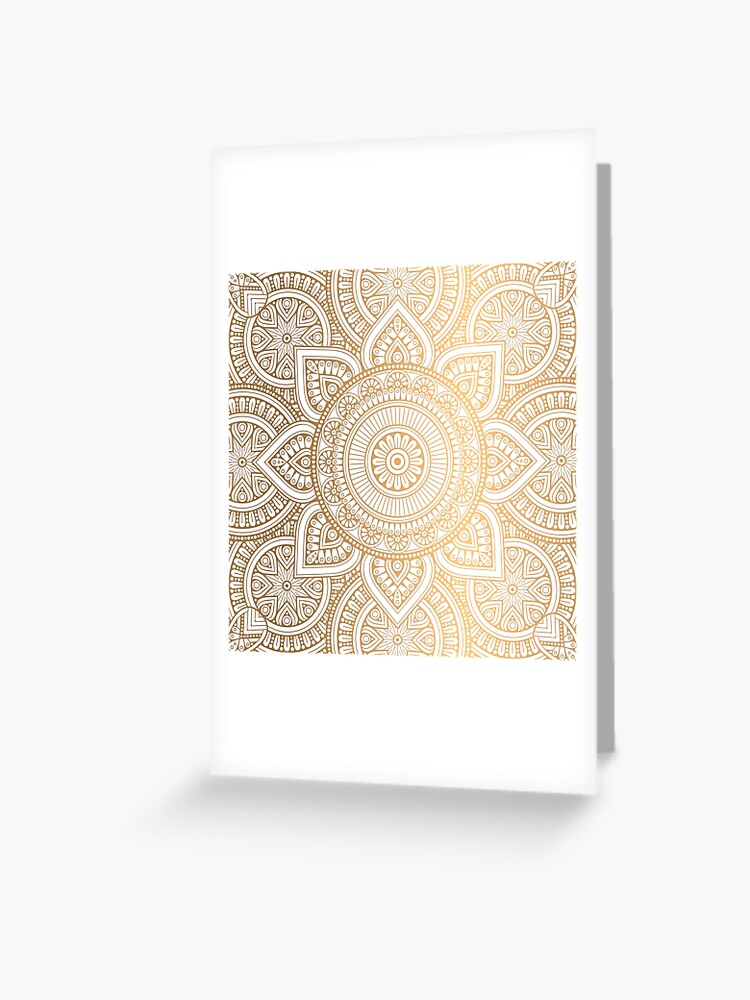 Carte De Vœux Illustration De Modele Mandala Or Avec Shimmer Blanc Par Aboutmoments Redbubble