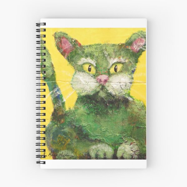 Item preview, Green Cat on Yellow Background designed and sold by AngelineArt.