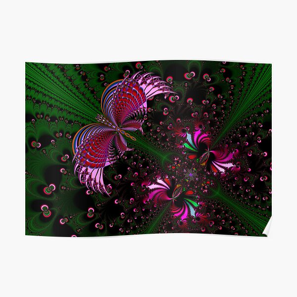 Fractal Red Butterfly Poster