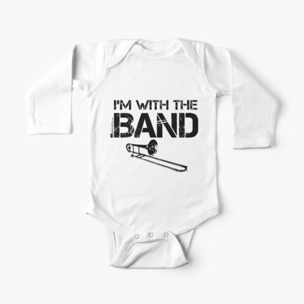I'm With The Band - Trombone (Black Lettering) Long Sleeve Baby One-Piece