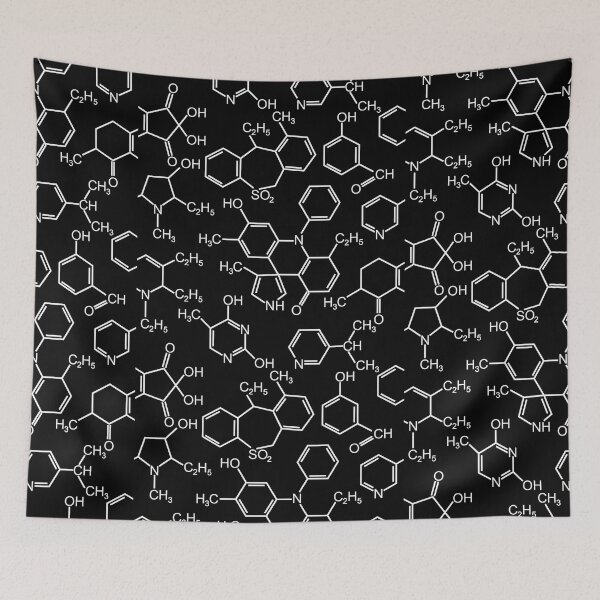 Item preview, Chemistry Chemical bond study material designs pattern background black designed and sold by artisticfive.