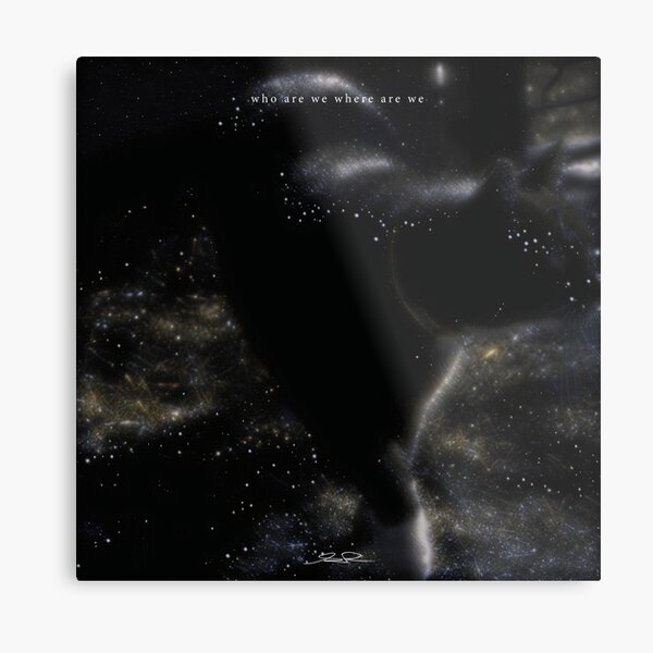Cosmic Cat — "Who Are We Where Are We" Collection Metal Print