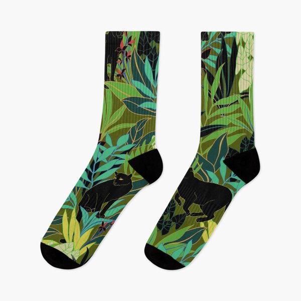 Item preview, Black puma and tropical green leaves designed and sold by FGCART.