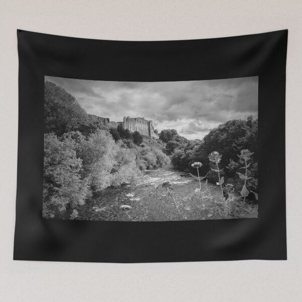 Item preview, Richmond Castle Above River Swale Monochrome  designed and sold by Alisonchambers2.
