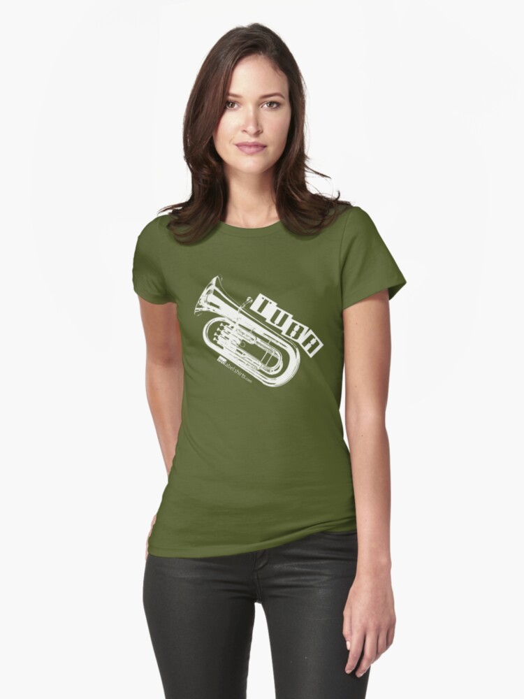 Thumbnail 1 of 3, Fitted T-Shirt, Label Me A Tuba (White Lettering) designed and sold by RedLabelShirts.