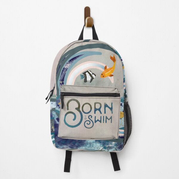 Wild open water swimming, winter swimmer bathers. Art Deco Born to swim - Caroline Laursen Original Backpack
