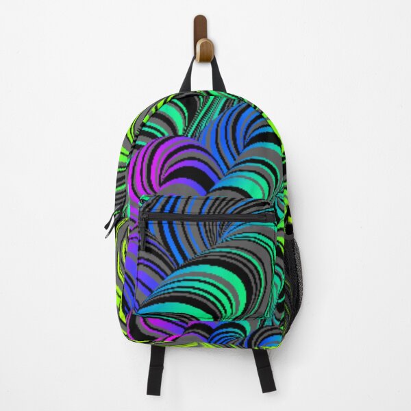 Item preview, Neon Waves... brightly colored waves and stripes set off against a black background designed and sold by Wonder & Whimsy.