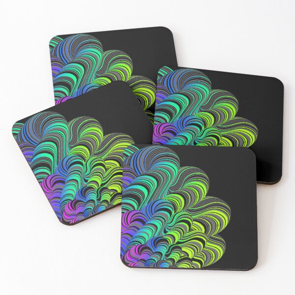 Item preview, Neon Waves... brightly colored waves and stripes set off against a black background designed and sold by Wonder & Whimsy.