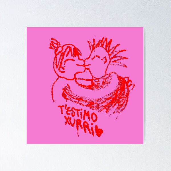 Vista previa del artículo con la obra «Copy of "T'estimo Xurri" San Valentin Pegatina "Te quiero Xurri" Valentine's Day Sticker in Catalan Rojo Fondo Rosa», diseñado y vendido por piliguti.