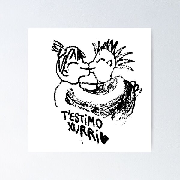 Vista previa del artículo con la obra «"T'estimo Xurri" San Valentin Pegatina "Te quiero Xurri" Valentine's Day Sticker in Catalan Negro Fondo Transparente», diseñado y vendido por piliguti.