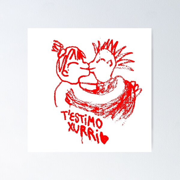 Vista previa del artículo con la obra «Copy of "T'estimo Xurri" San Valentin Pegatina "Te quiero Xurr" Valentine's Day Sticker en Catalan Rojo Fondo Transparente», diseñado y vendido por piliguti.